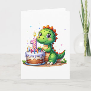 Dino 1st Birthday Card