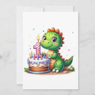 Dino 1st Birthday Invitation