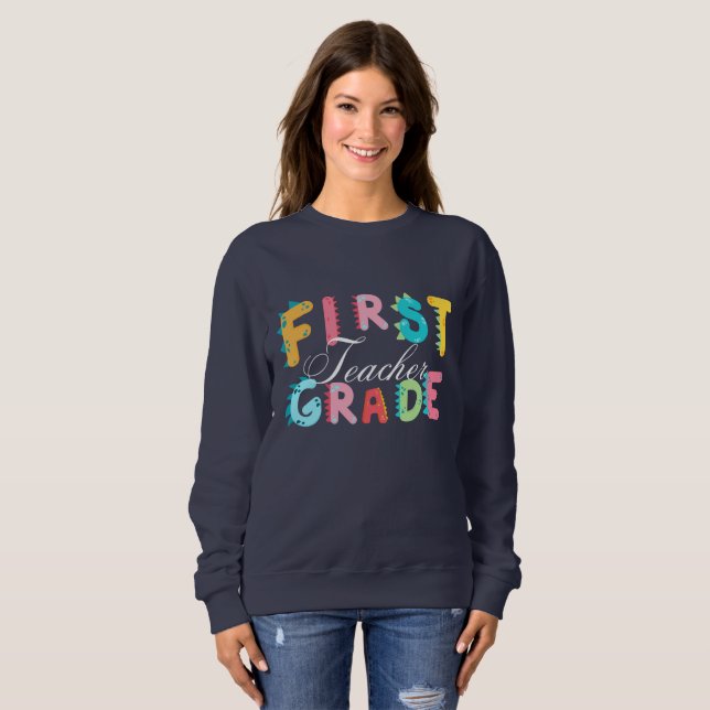 Dino 1st GRADE Squad teacher student school Sweatshirt (Front Full)