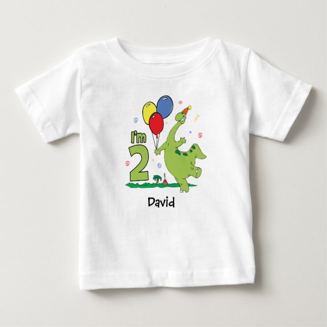 Dino 2nd Birthday Baby T-Shirt (Front)