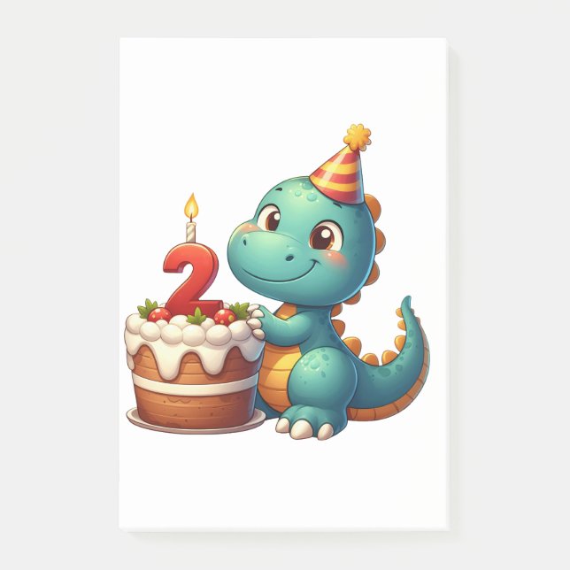 Dino 2nd Birthday Post-it Notes (Front)