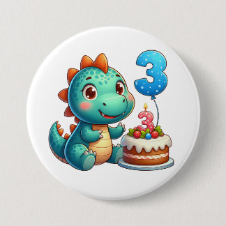 Dino 3rd Birthday 7.5 Cm Round Badge