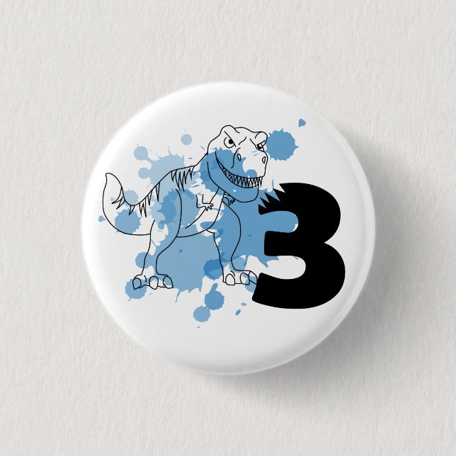 Dino 3rd Birthday Pin (Front)
