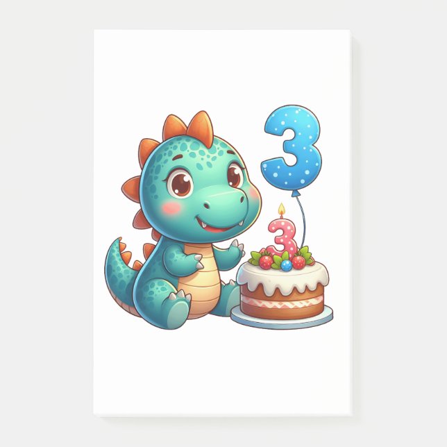 Dino 3rd Birthday Post-it Notes (Front)