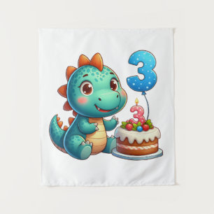 Dino 3rd Birthday Tapestry