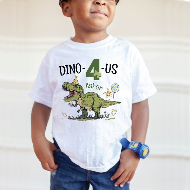 Dino-4-us Cute Dinosaur 4th Name Birthday Party  Toddler T-Shirt (Creator Uploaded)