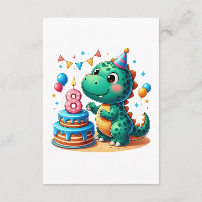 Dino 8th Birthday Enclosure Card (Front)
