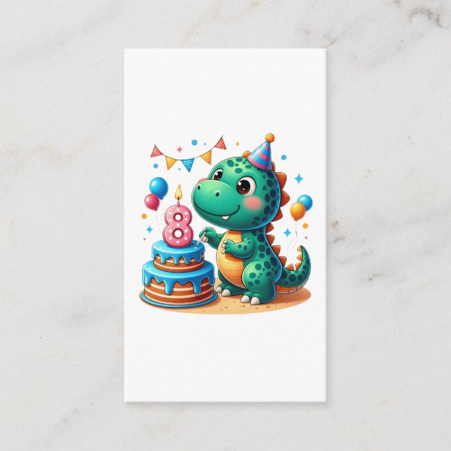 Dino 8th Birthday Enclosure Card (Front)