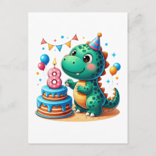 Dino 8th Birthday Holiday Postcard