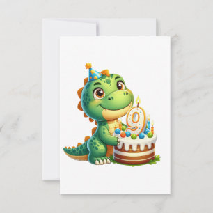Dino 9th Birthday RSVP Card