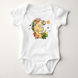 Dino Alphabet for Babies with Name Starting with E Baby Bodysuit