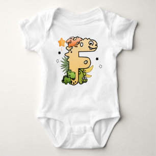 Dino Alphabet for Babies with Name Starting with F Baby Bodysuit