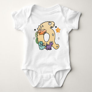 Dino Alphabet for Babies with Name Starting with Q Baby Bodysuit