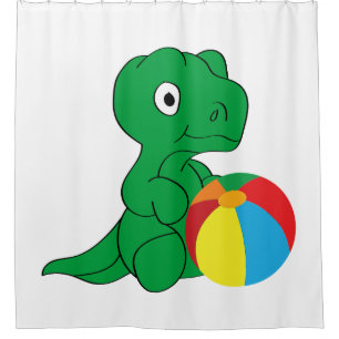 Dino and ball shower curtain