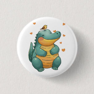 Dino and Little Bird Friends 3 Cm Round Badge