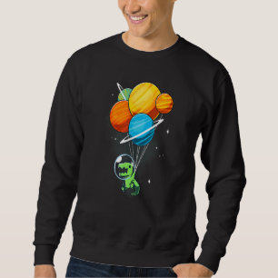 Dino Astronaut Dinosaur In Space Holding Planet Ba Sweatshirt