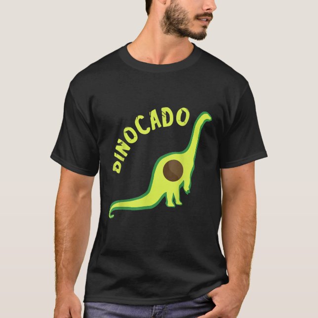 Dino Avocado Brachiosaurus Funny Avocado Fruit Din T-Shirt (Front)