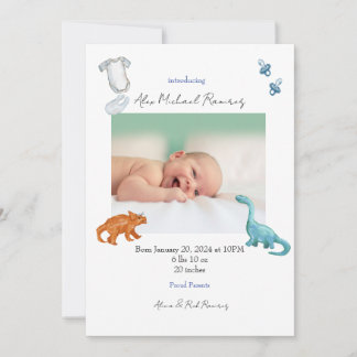 Dino baby birth announcement