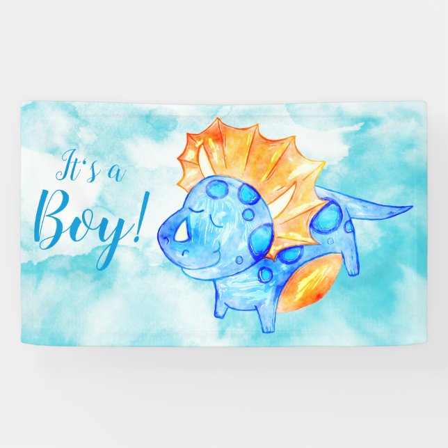 Dino Baby Boy Shower Banner (Horizontal)