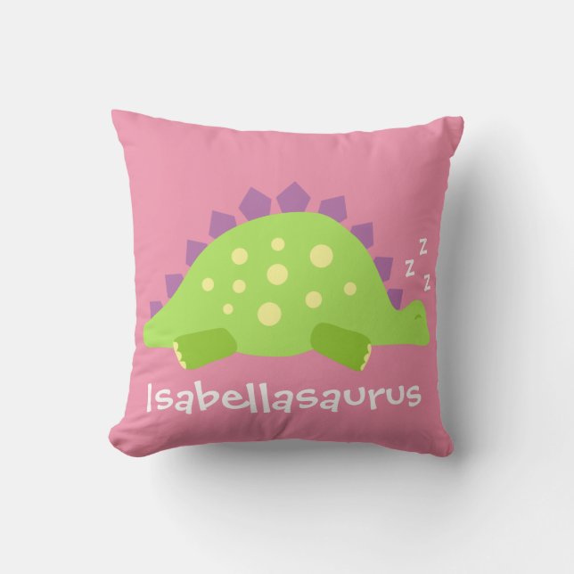 Dino Baby Girl Stegosaurus Cushion (Front)
