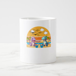 Dino beach life large coffee mug