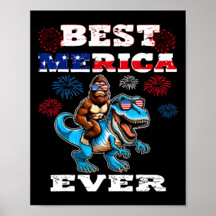 Dino Bigfoot 4th Of July 1776 Boys American Flag M Poster