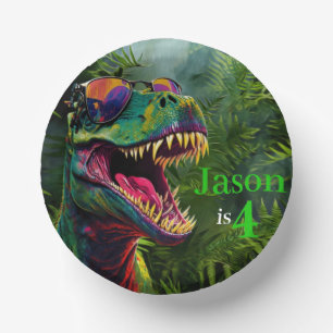 Dino  Birthday 4th birthday Paper Plate