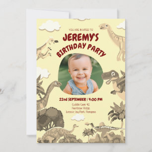 Dino Birthday Invite with Photo – Baby Kid Party