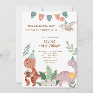 Dino Birthday Party Boho Invitation