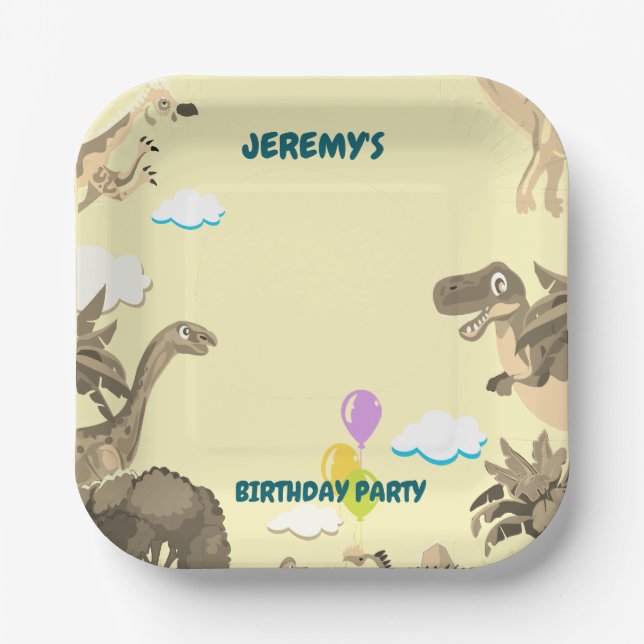 Dino Birthday Party Paper Plate (Front)