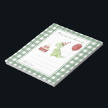 Dino birthday time capsule message notepad<br><div class="desc">Watercolor kids birthday party. Watercolor Dino in birthday hat,  cake with candles,  red balloon. Green cage background.</div>
