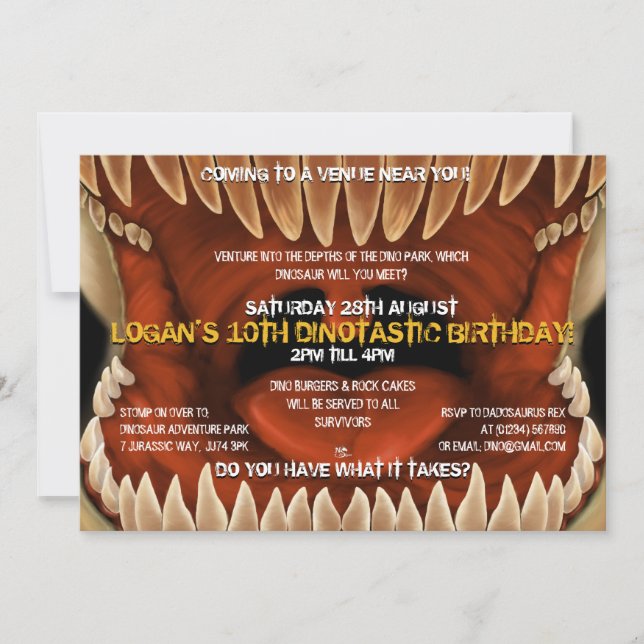 Dino Bite - Monstrous Dinosaur Party Invitations (Front)