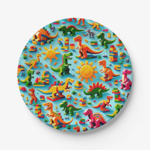 Dino Blocks Paper Plates