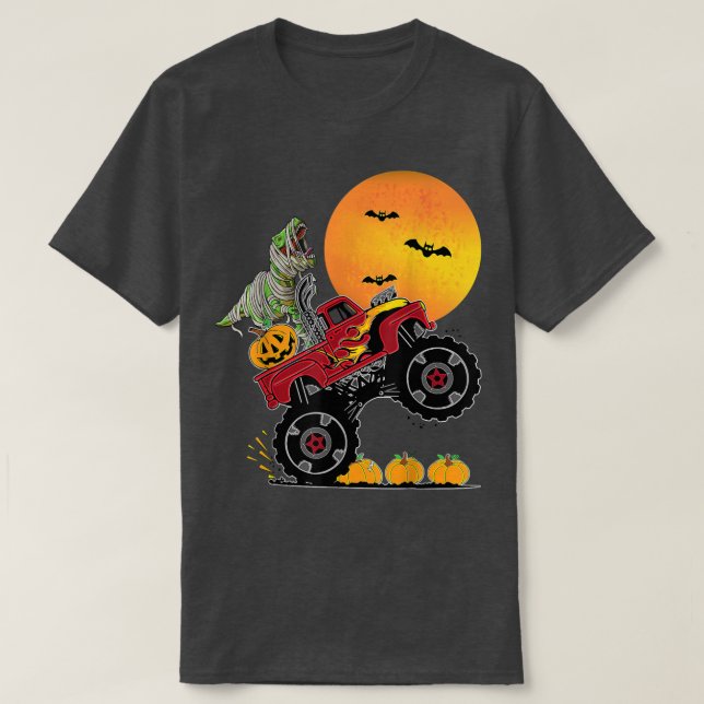 Dino Boys Halloween Monster Truck Dinosaur T re Ki T-Shirt (Design Front)