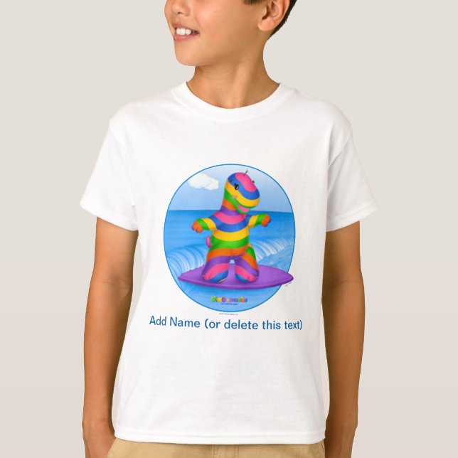 DINO-BUDDIES™ - Bo™ Surfing T-Shirt (White) (Front)
