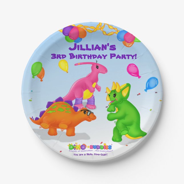 Dino-Buddies™ Paper Cup – Dino-Buddies Dance Party Paper Plate (Front)