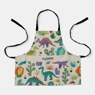 Dino & Cacti Watercolor Custom Pattern Apron
