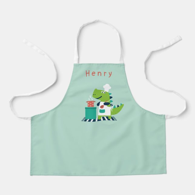 Dino Chef Apron With Name (Front)