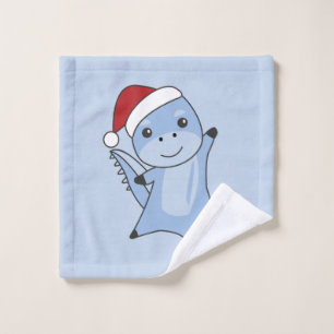 Dino Christmas Dinos Winter Animals Wash Cloth