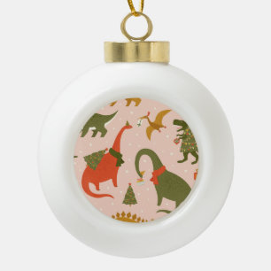 Dino Christmas Party: Tree Rex Ceramic Ball Christmas Ornament