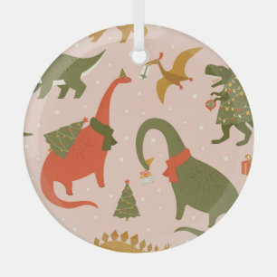 Dino Christmas Party: Tree Rex Glass Tree Decoration