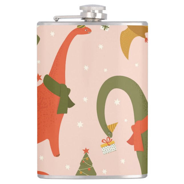 Dino Christmas Party: Tree Rex Hip Flask (Front)