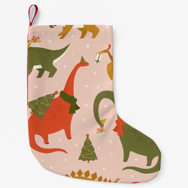 Dino Christmas Party: Tree Rex Small Christmas Stocking (Front)