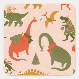 Dino Christmas Party: Tree Rex Square Sticker