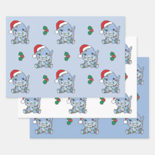 Dino Christmas Winter Animals Holiday Dinos Wrapping Paper Sheet