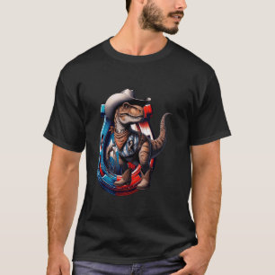 Dino Cowboy Texas State Horseshore Funny T-Shirt