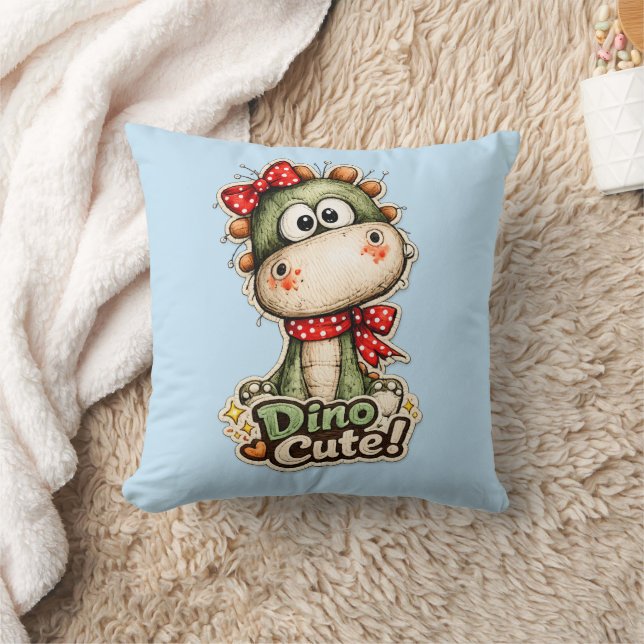 🦕🎀 “Dino-Cute!” Pillow 💙✨ (Blanket)