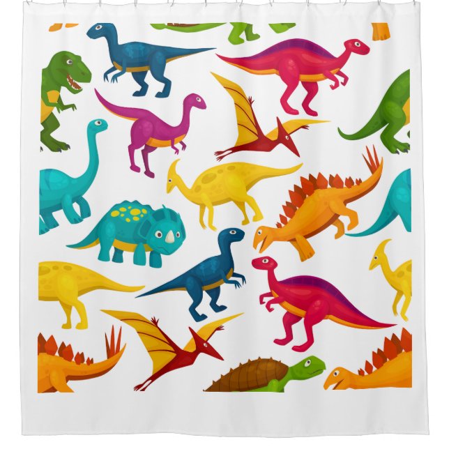 Dino cutte pattern stickers shower curtain (Front)