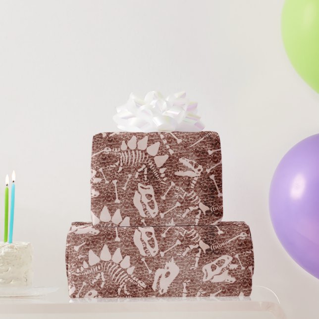 Dino Dig brown Wrapping Paper (Party Gifts)