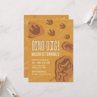 Dino-Dig • Dinosaur Dig Birthday Party Invitation 